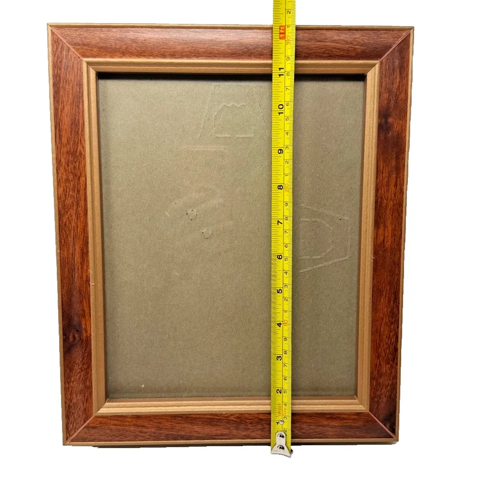 Vintage Wooden Picture Frame w Glass Brown Two-Tone Finish 12x10 GUC